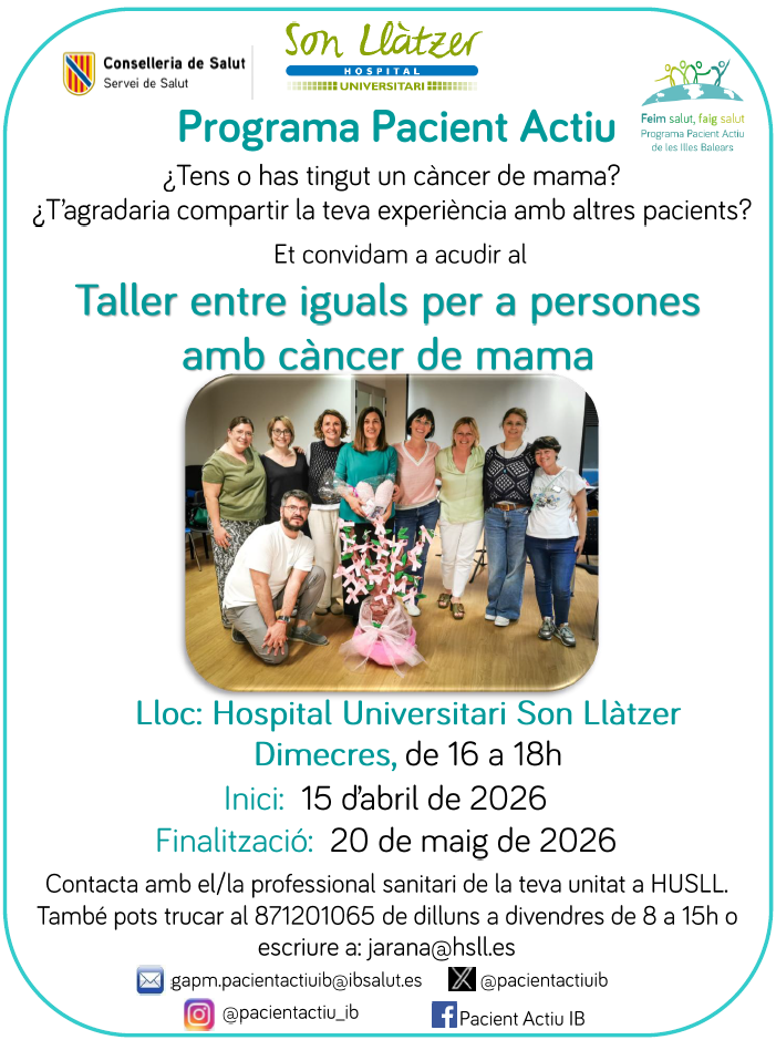 Taller entre iguales para personas con cáncer de mama